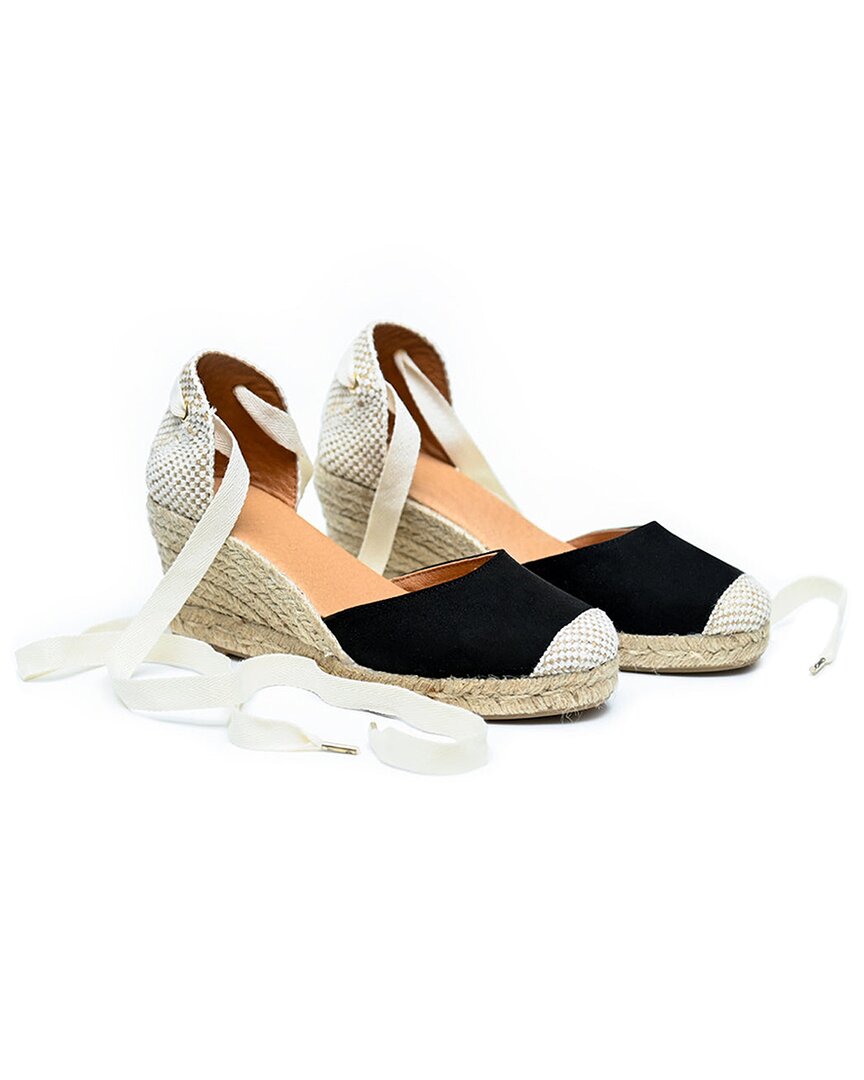 Menina Step Jimena Suede Wedge Espadrille In Black