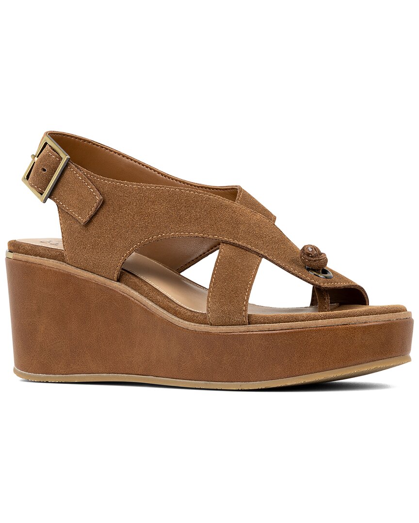 Shop Donald Pliner Alanee02 Suede Slingback Wedge Sandal In Brown