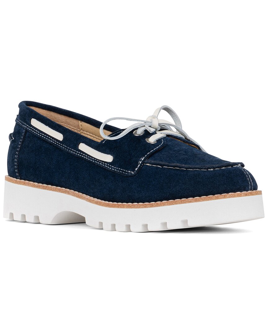 Shop Donald Pliner Harlie02 Suede Lug Bottom Boat Shoe In Blue