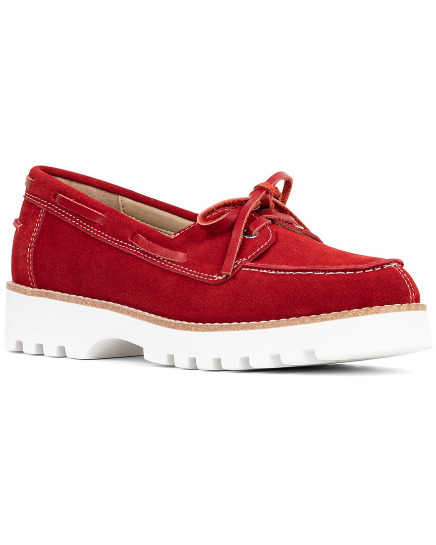 Shop Donald Pliner Harlie02 Suede Lug Bottom Boat Shoe In Red