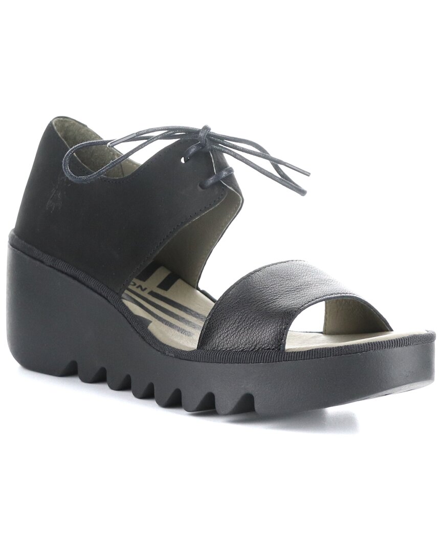 FLY LONDON FLY LONDON BILU LEATHER & SUEDE WEDGE SANDAL