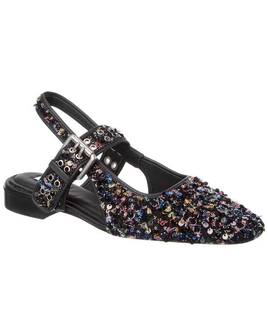 Rag & Bone Astra Buckle Boucle Slingback Flats In Black