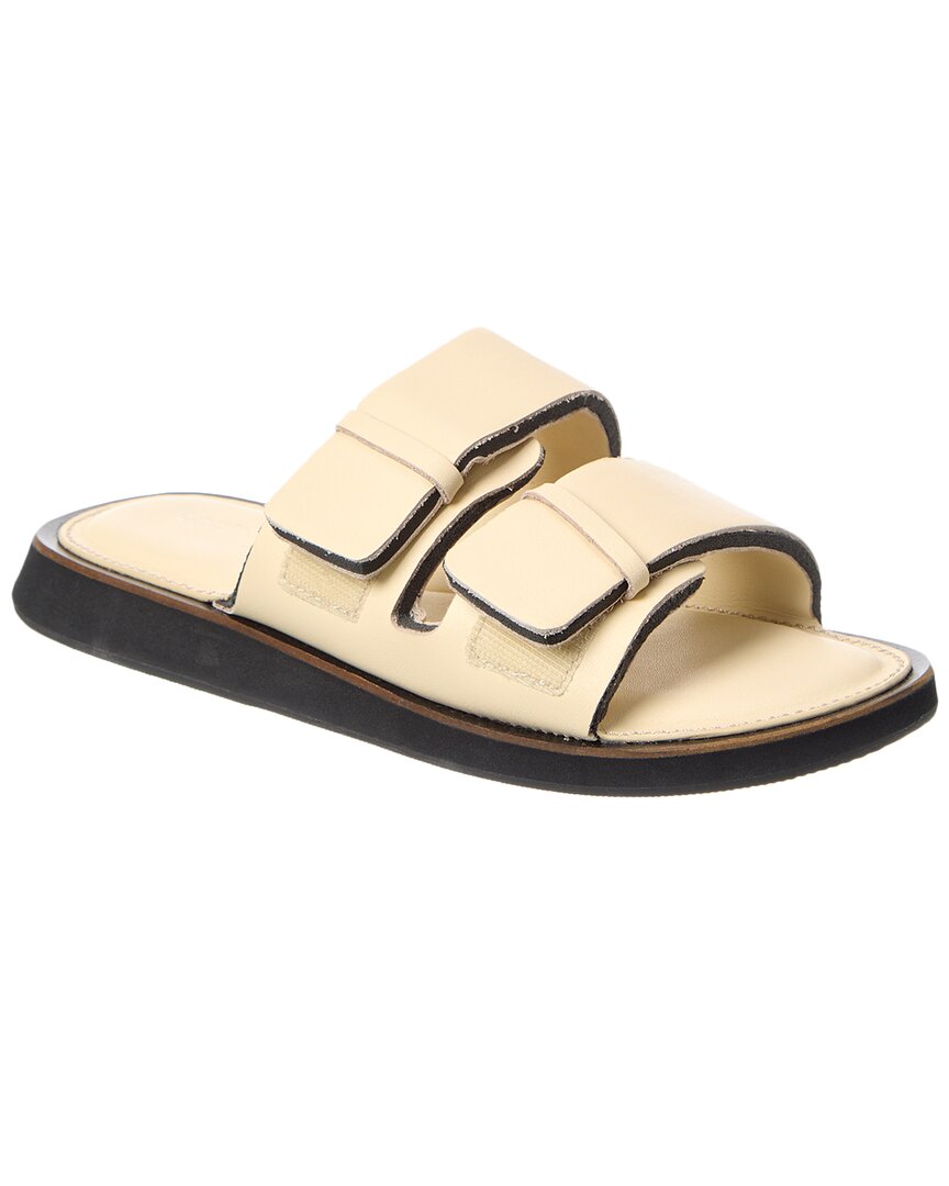 Rag & Bone Parker Leather Dual Band Slide Sandals In Grey