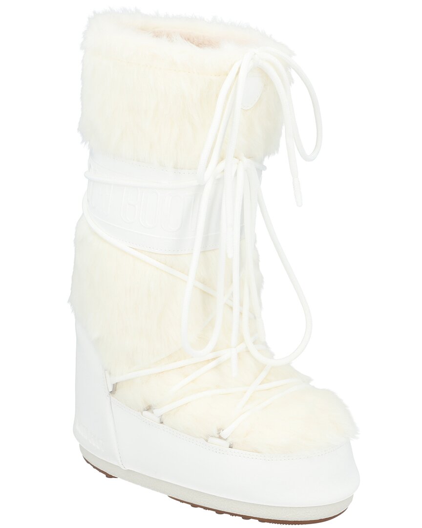 Moon Boot Icon Faux Fur And Faux Leather Snow Boots In White