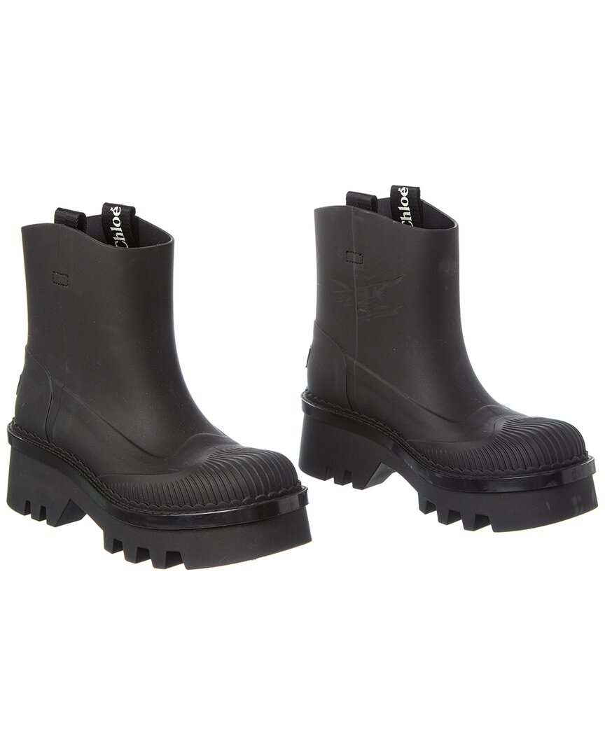 Chloé Raina Rubber Rain Boots In Black