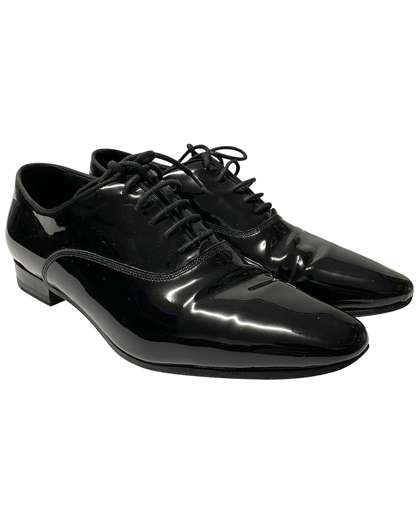 Saint Laurent Women's Patent Leather Lace-up Flat (authentic Pre-loved) In Black