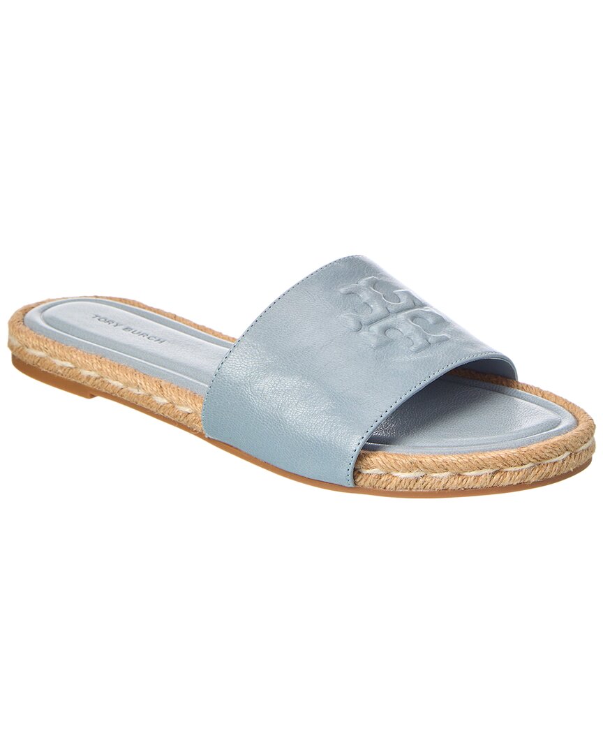 Tory Burch Everly Leather Espadrille Slide In Blue