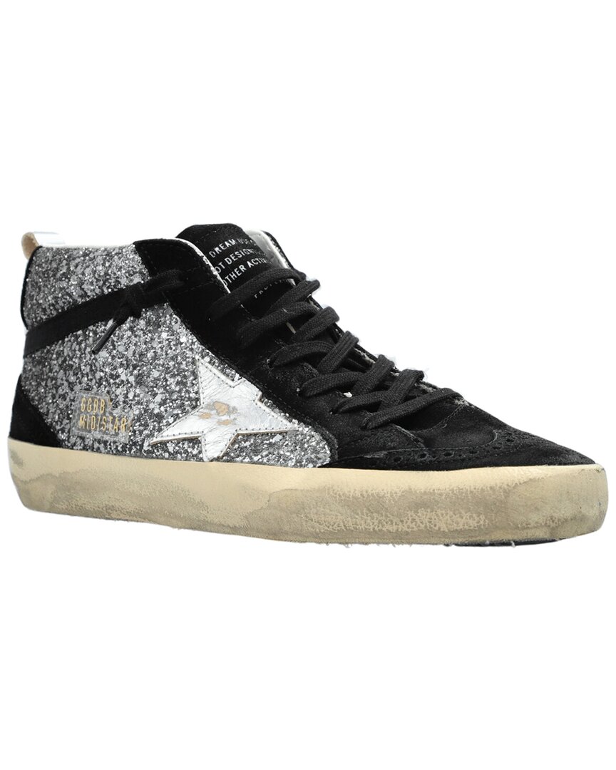 Shop Golden Goose Mid Star Leather Sneaker In Black