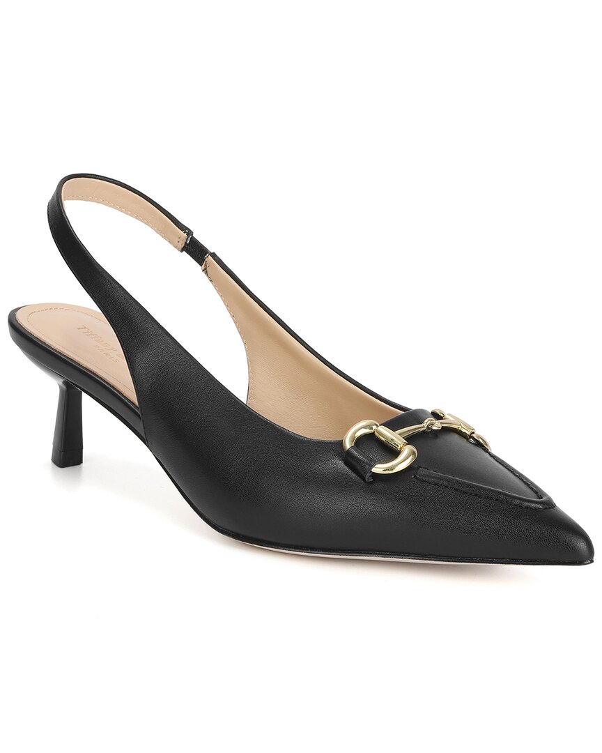 Tiffany & Fred Paris Metal-link Leather Slingback Kitten Heel Pump