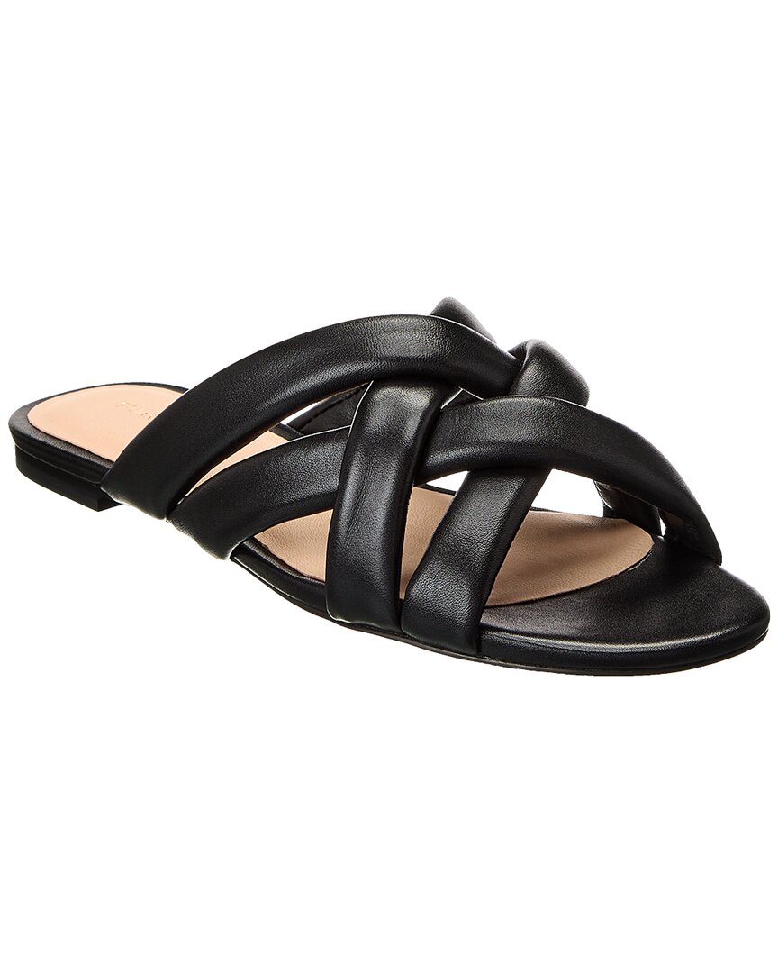 Stuart Weitzman Crossover Leather Slide In Black