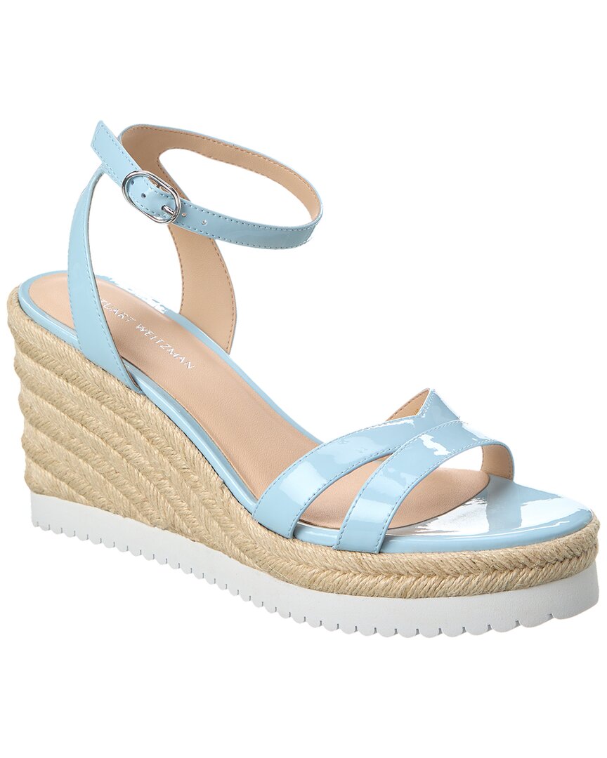 Stuart Weitzman Catlina Patent Espadrille Wedge Sandal In Blue
