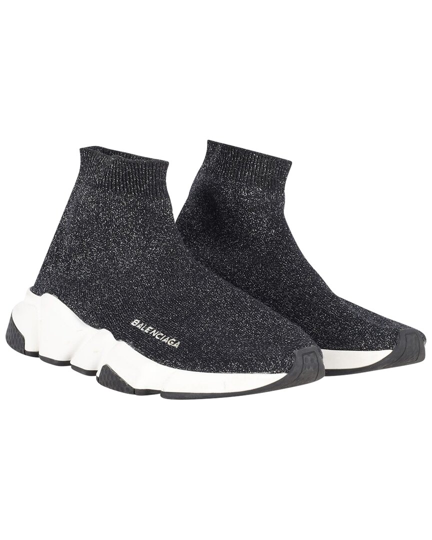 Balenciaga Women's Polyester Glittered Speed Trainer (authentic Pre-loved) In Black