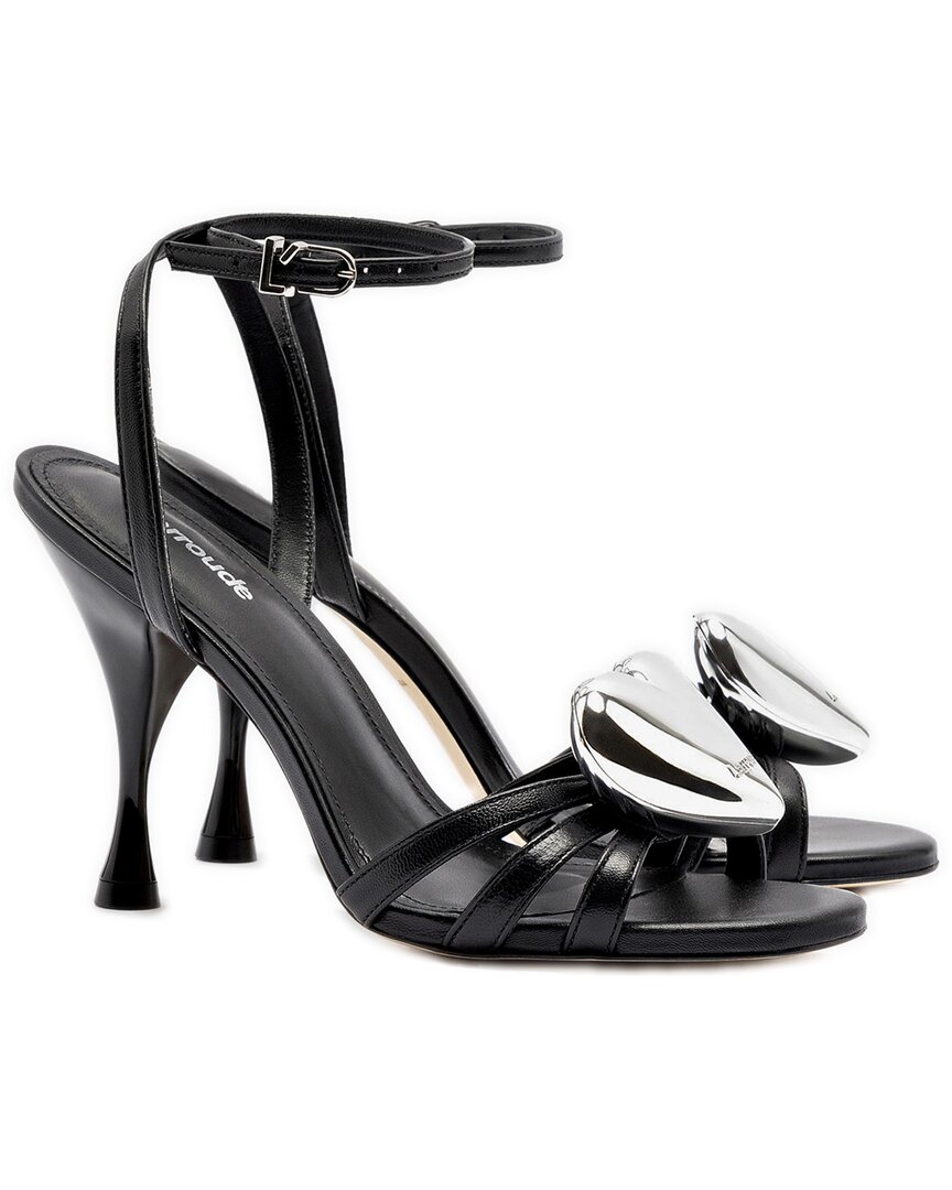 Larroude Larroudé Amore Leather Sandal In Black