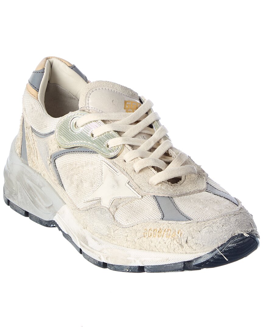 Golden Goose Dad-star Distressed Leather-trimmed Mesh And Suede Sneakers