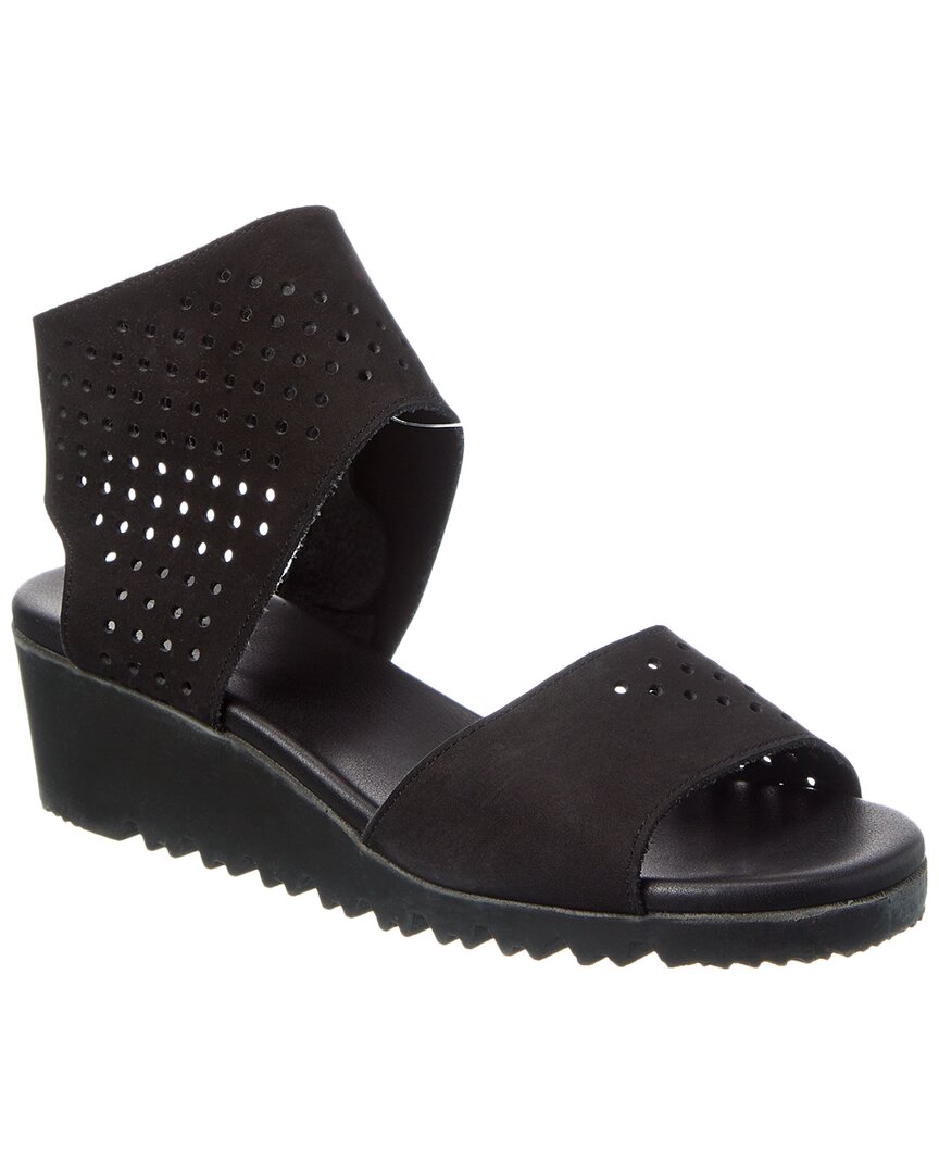 Arche Balajo Leather Wedge Sandal In Black