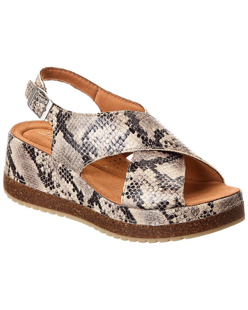 Clarks Kassanda Step Leather Wedge Sandals