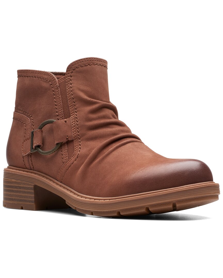 Clarks Hearth Faye Leather Bootie In Brown
