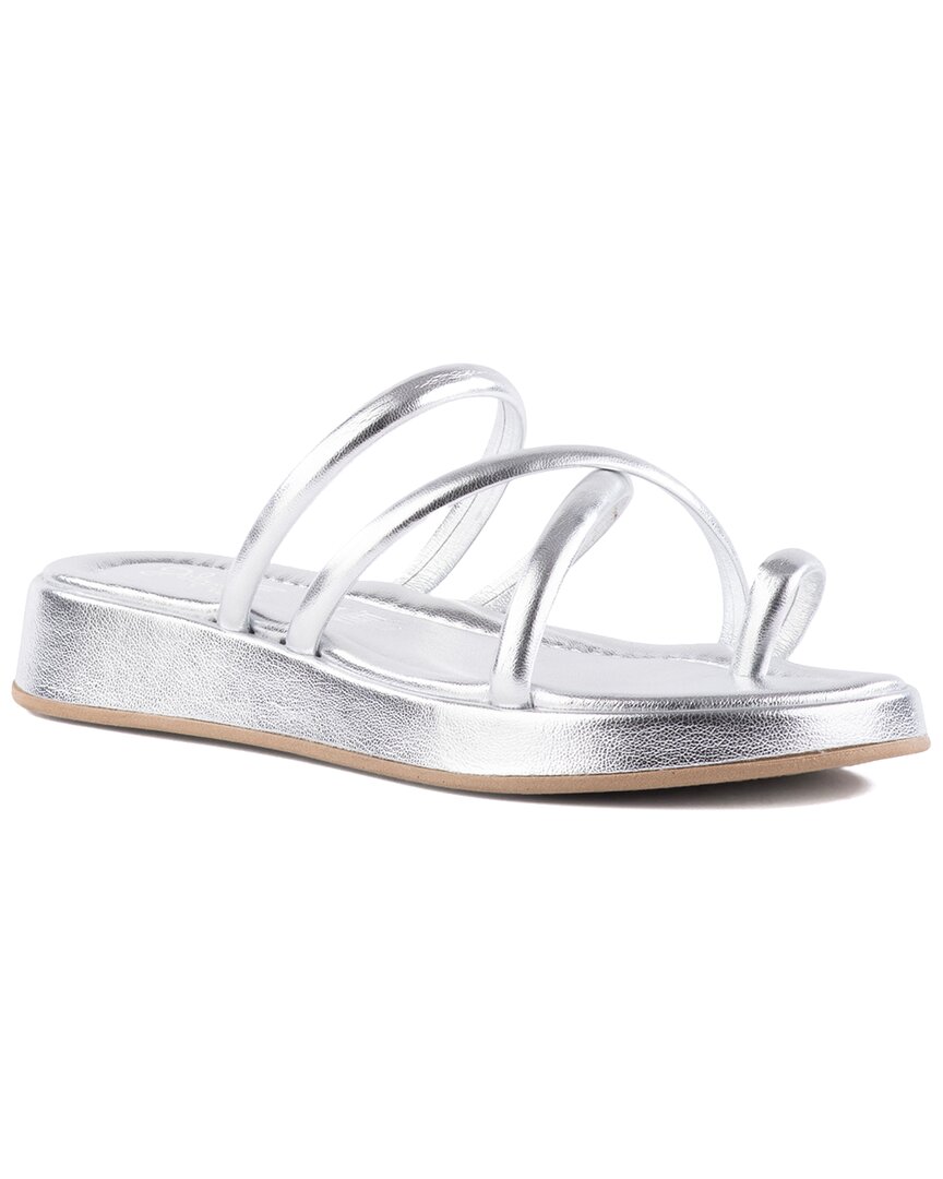 Seychelles Rule The World Womens Faux Leather Criss-cross Slide Sandals In Metallic
