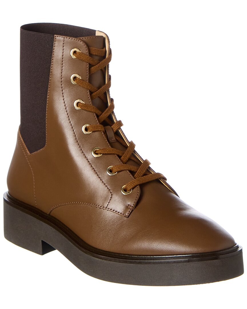 Shop Stuart Weitzman Henley Chill Leather Combat Boot In Brown