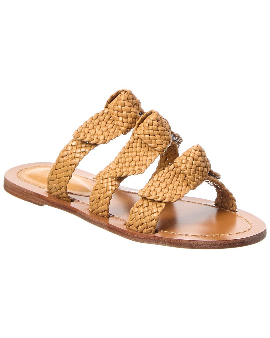 Alexandre Birman Lolita Braided Leather Sandal In Gold