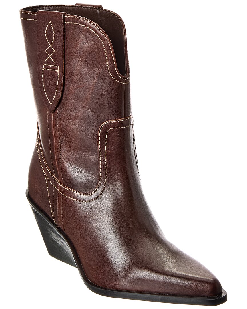 Free People Pitchfork Point Leather Western Boot In Brown