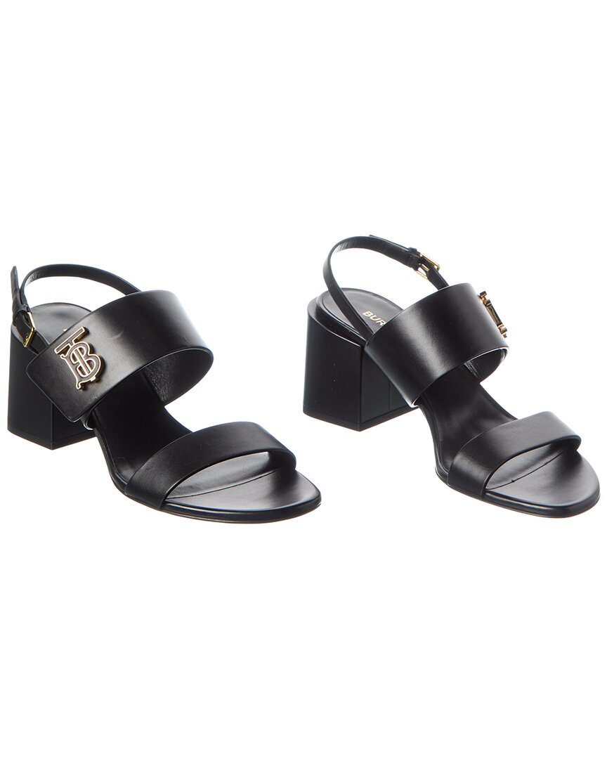 Burberry Motif Monogram Leather Sandal In Black