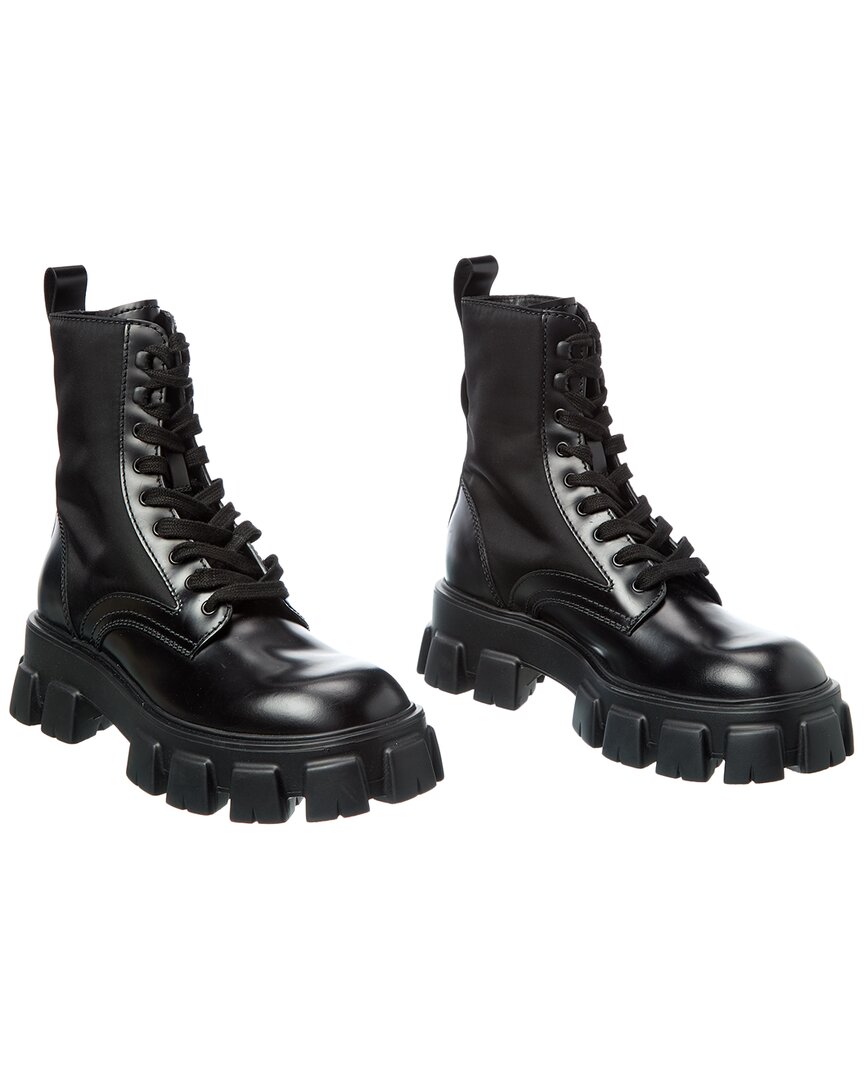 Prada Monolith Leather Boot (authentic ) In Black