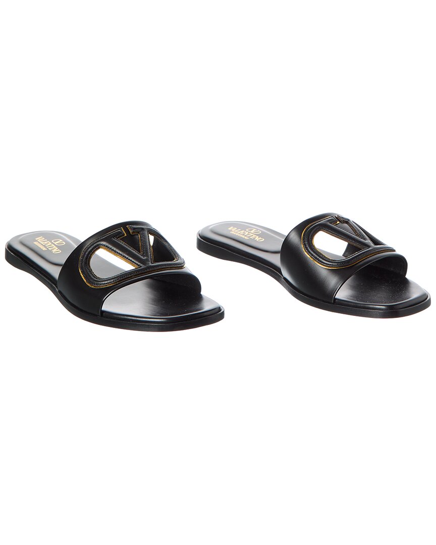 Valentino Vlogo Cutout Leather Sandals (authentic Pre-loved) In Black