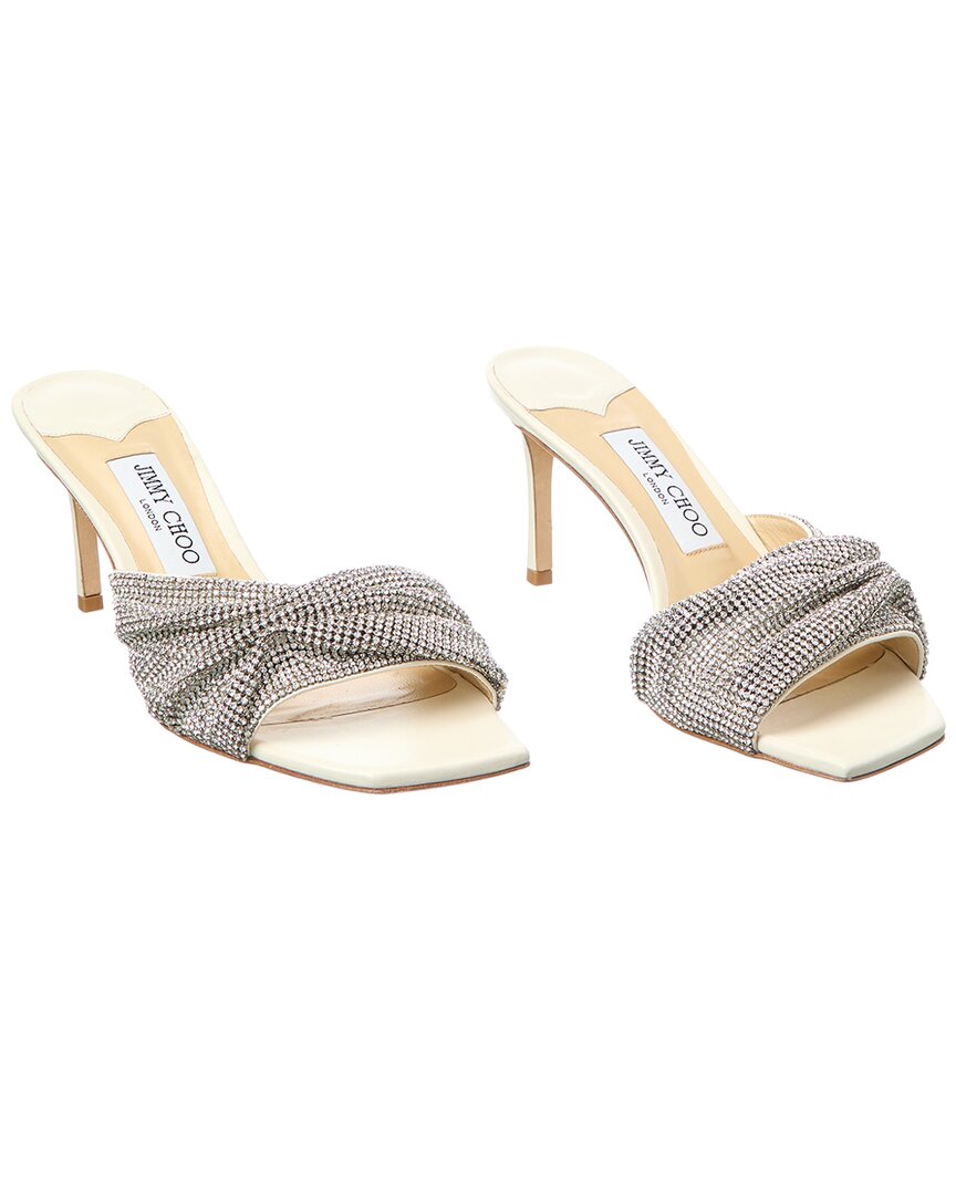 Jimmy Choo Naria 75 Crystal Mesh & Leather Mule (authentic Pre-loved)