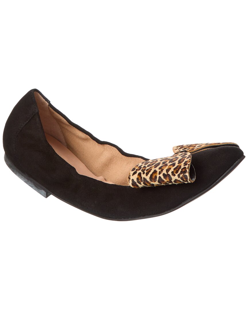 Shop French Sole Evelyn Suede & Haircalf Flat In Black