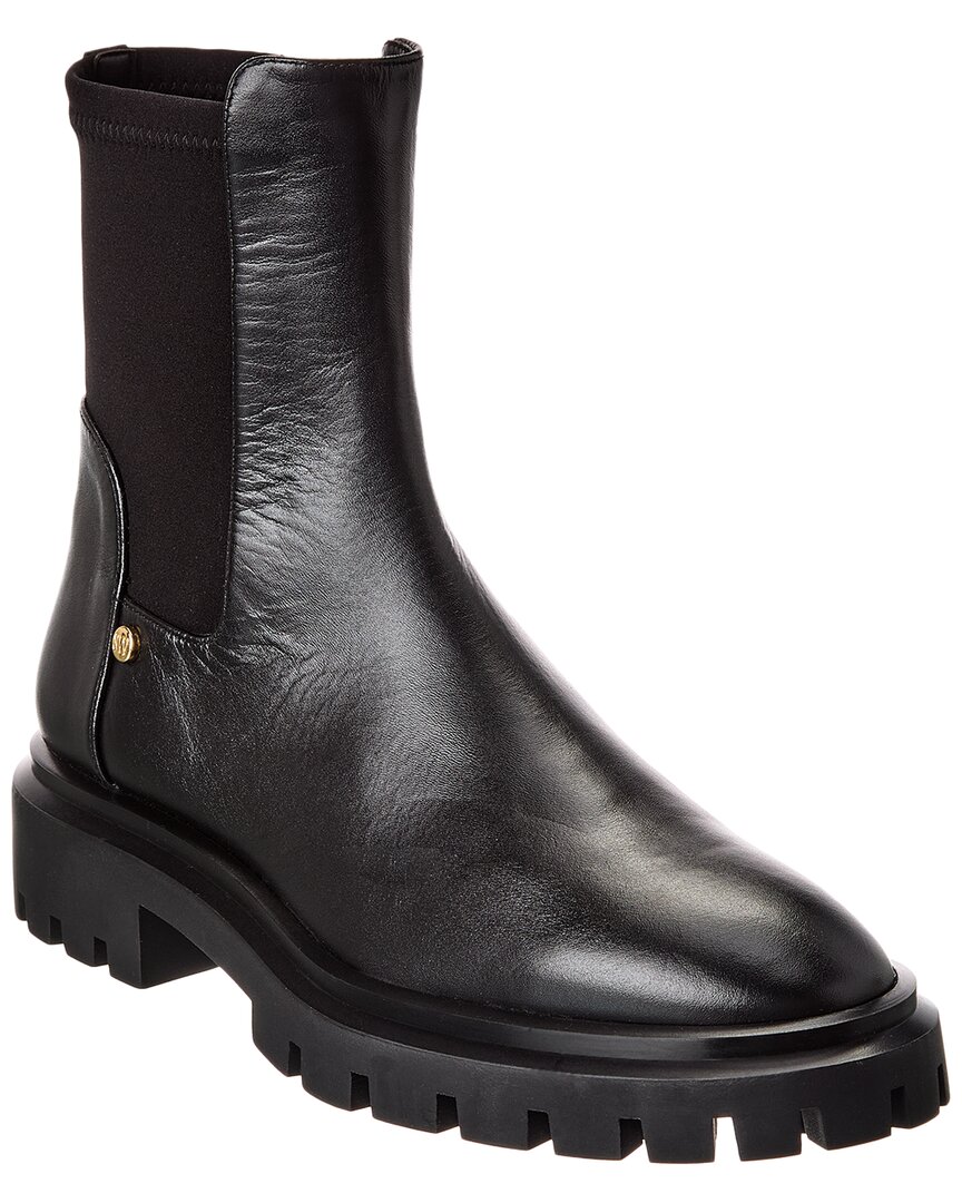 Stuart Weitzman Ultra Lug City Leather Bootie In Black