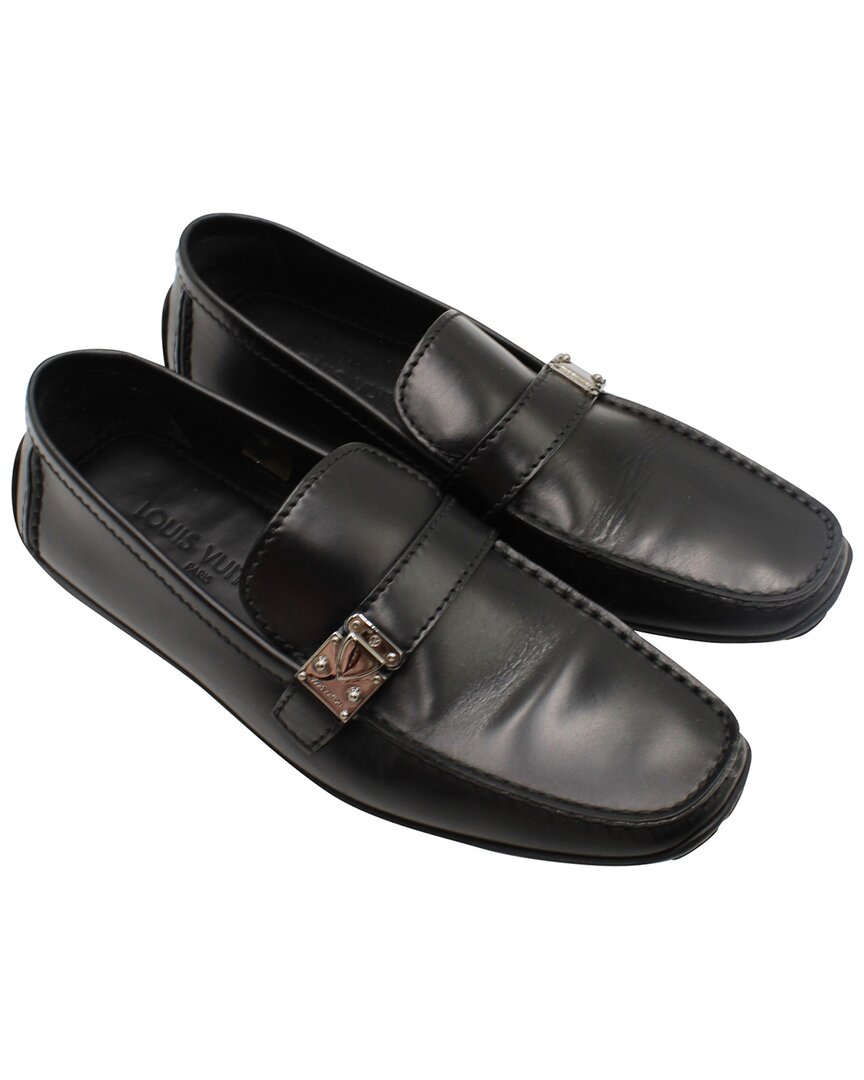 Pre-owned Louis Vuitton Lombok Slip On Loafers In Black Leat