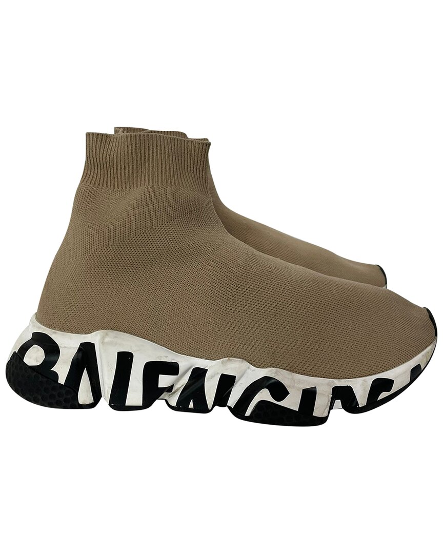 Balenciaga Speed Sneakers With Sole Logo In Beige