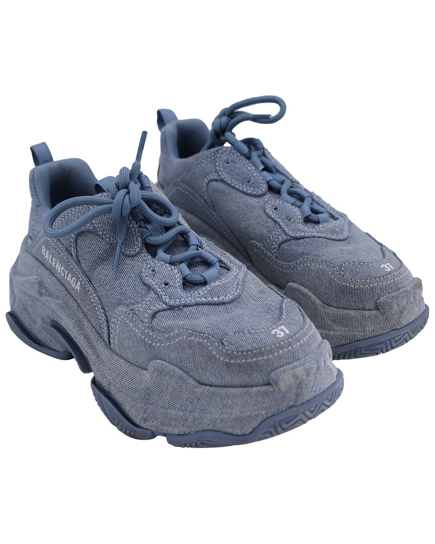 Balenciaga Triple S Sneakers In Light Blue Denim