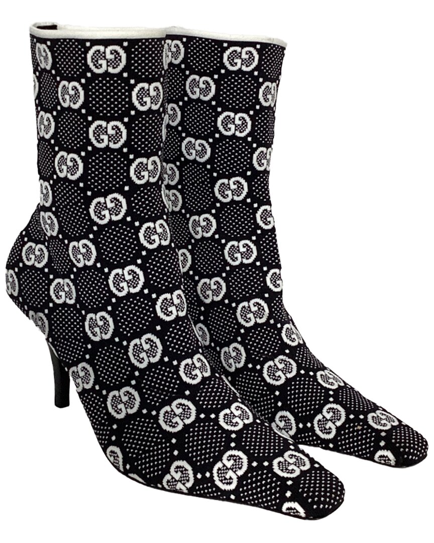 Gucci 75mm Interlocking G Knit Boots In Black Knit