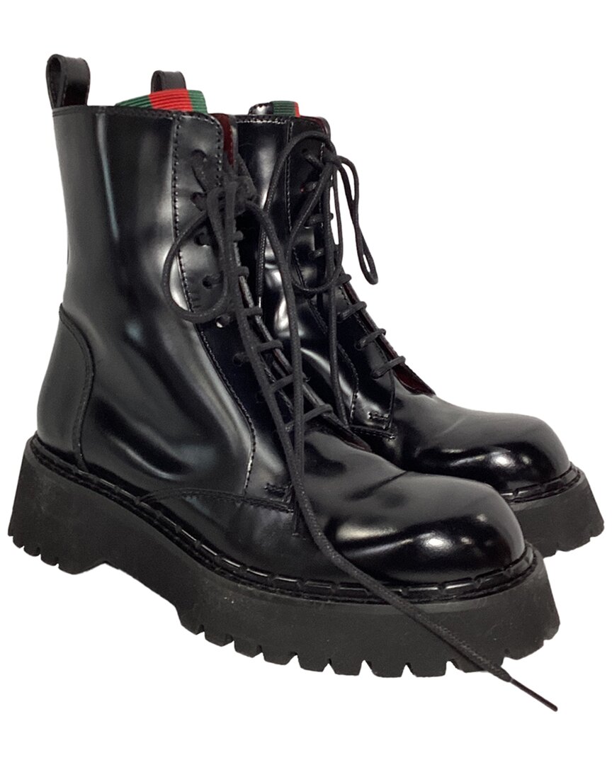 Gucci Thea Lug Sole Boots In Black Leather