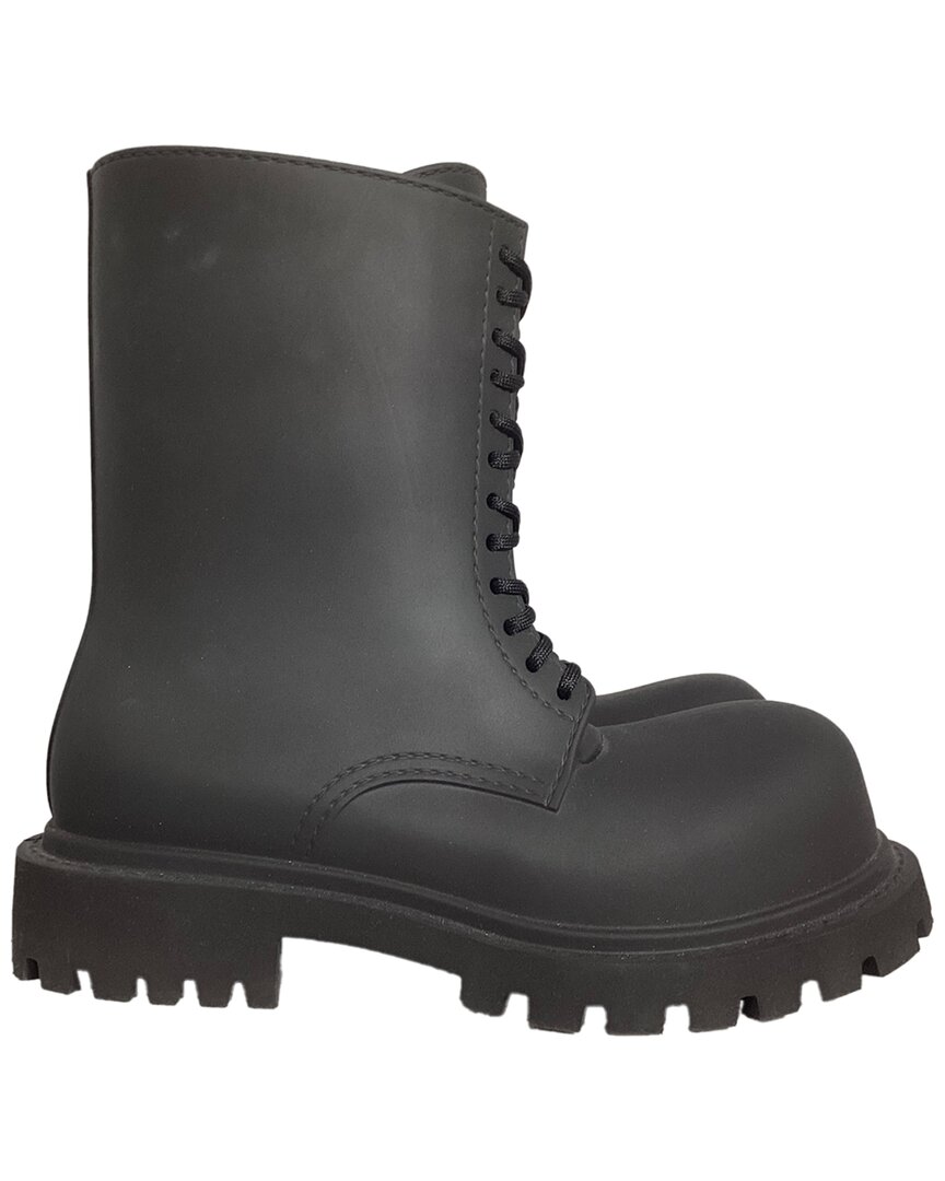 Balenciaga Steroid Lace Up Boots In Black Rubber