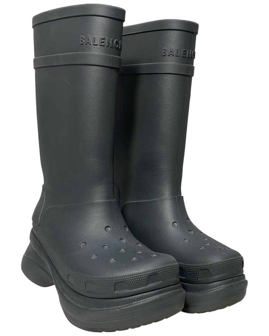 Balenciaga Crocsa Boots In Black Rubber