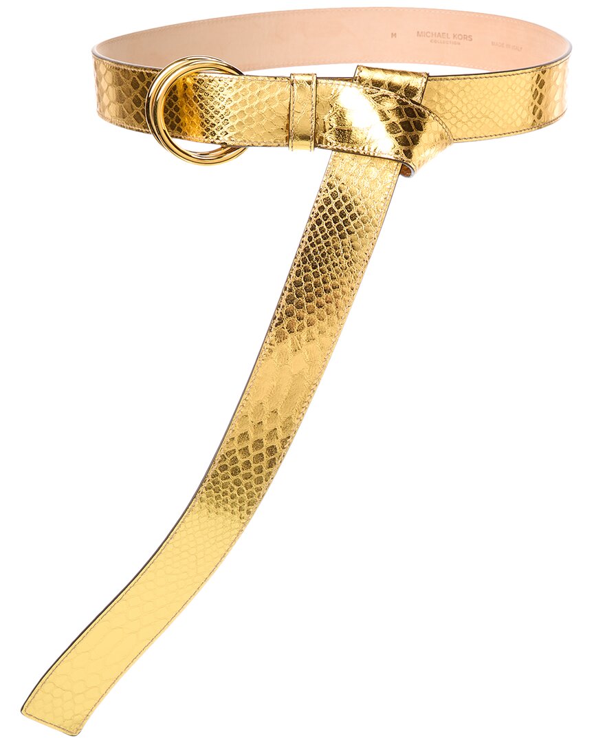 Michael Kors Collection Jackie Leather Belt In Yellow