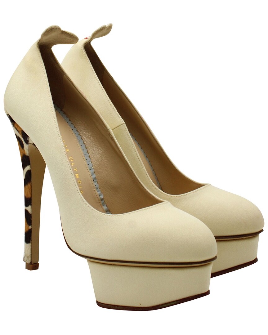 Charlotte Olympia Women's Polyamide Platform Leopard Heel Pump (authentic Pre-loved) In Neutral