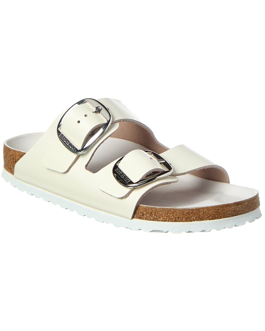 Birkenstock Womens Leather Slip On Footbed Sandals In White