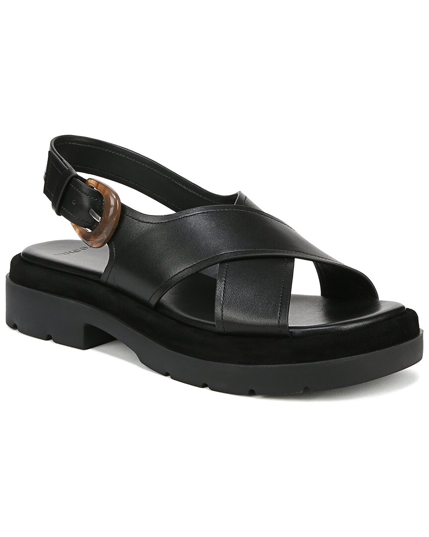 Vince Helena Leather Crisscross Slingback Sandals In Black