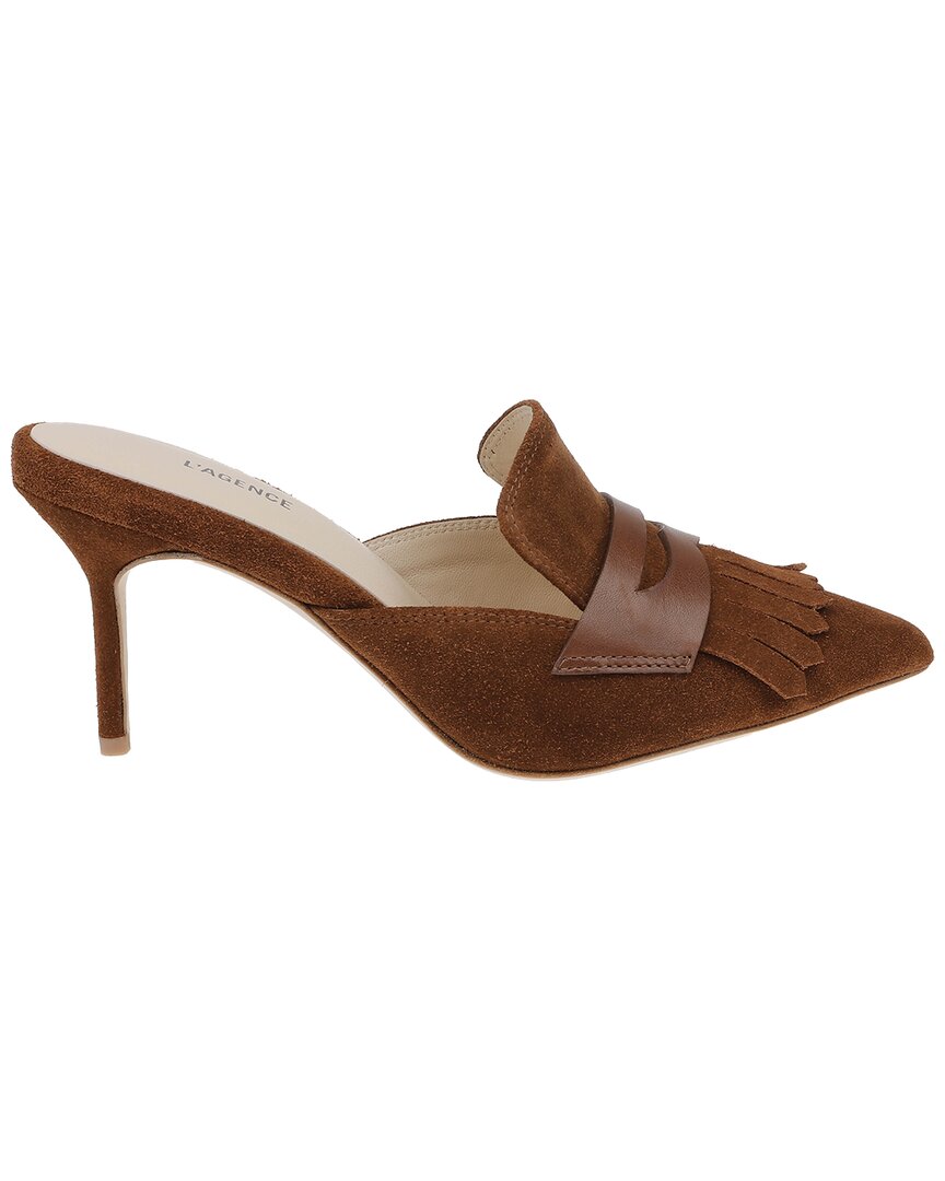 L'agence Bijou Suede Heeled Mule In Brown