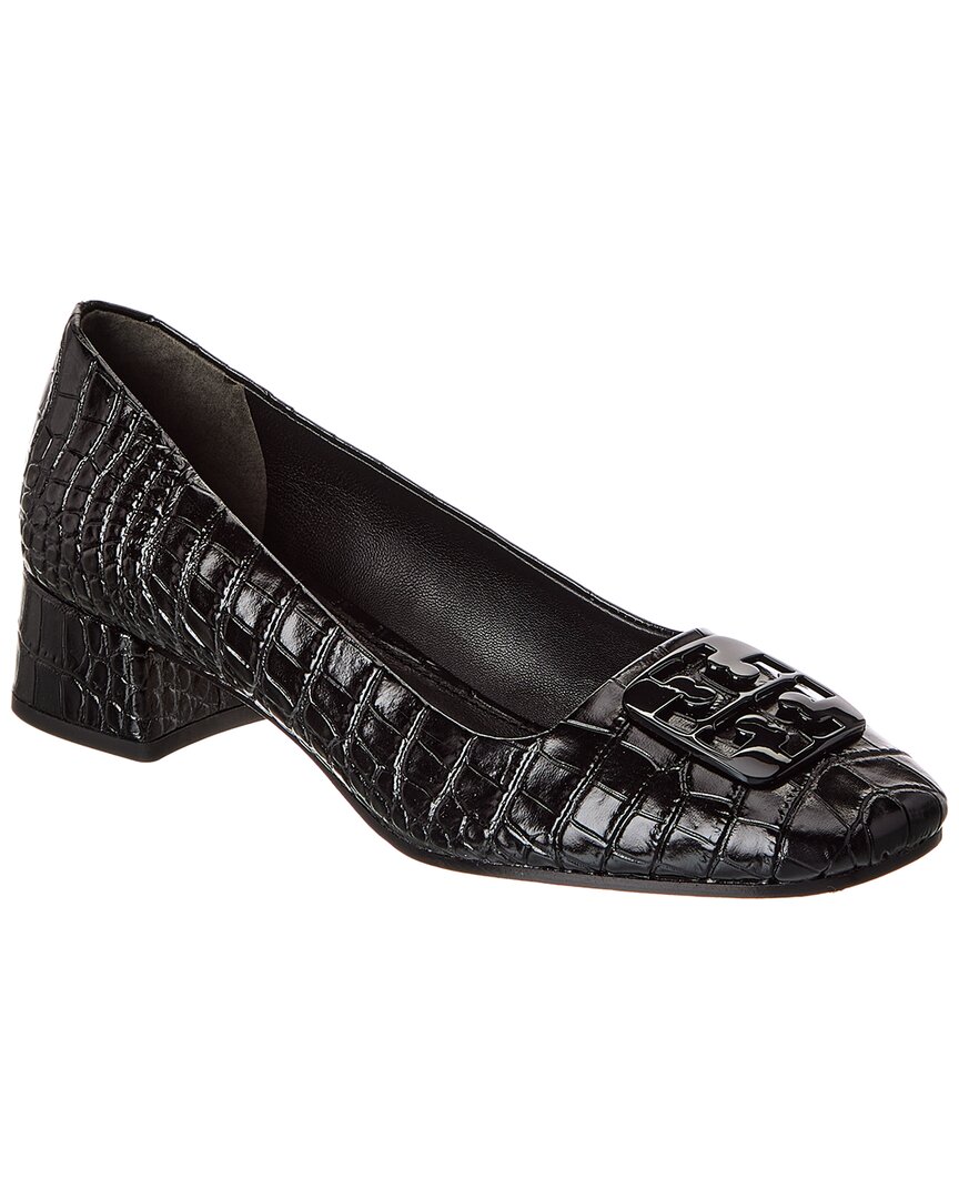 Tory Burch Georgia Croc-embossed Leather Pump In Black