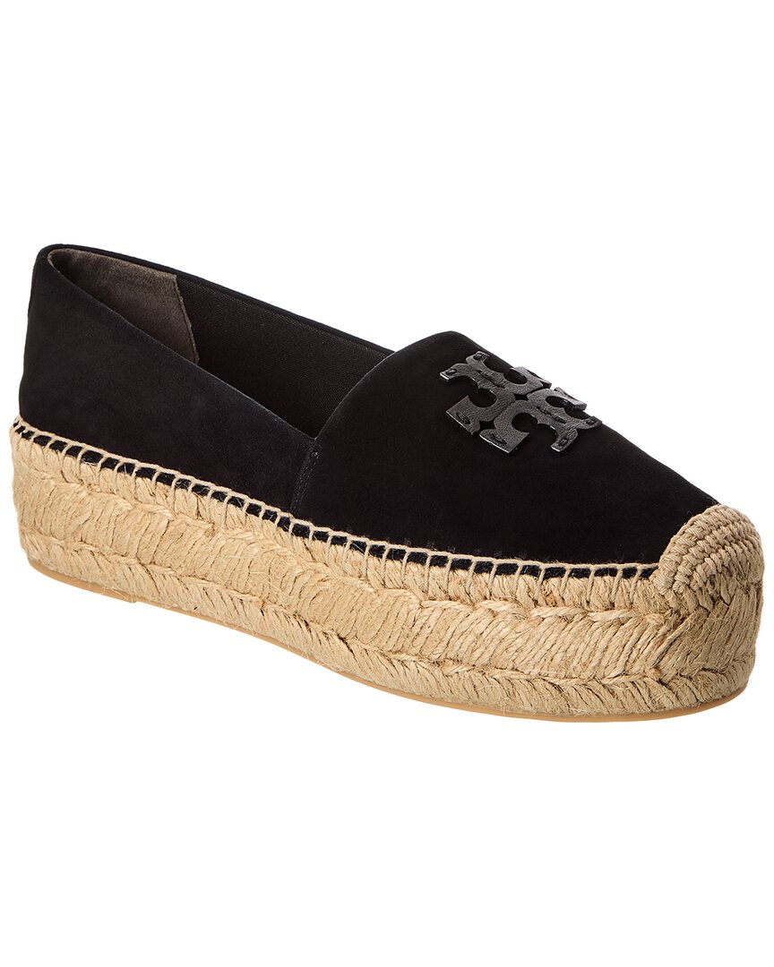Tory Burch Everly Suede Platform Espadrille In Black