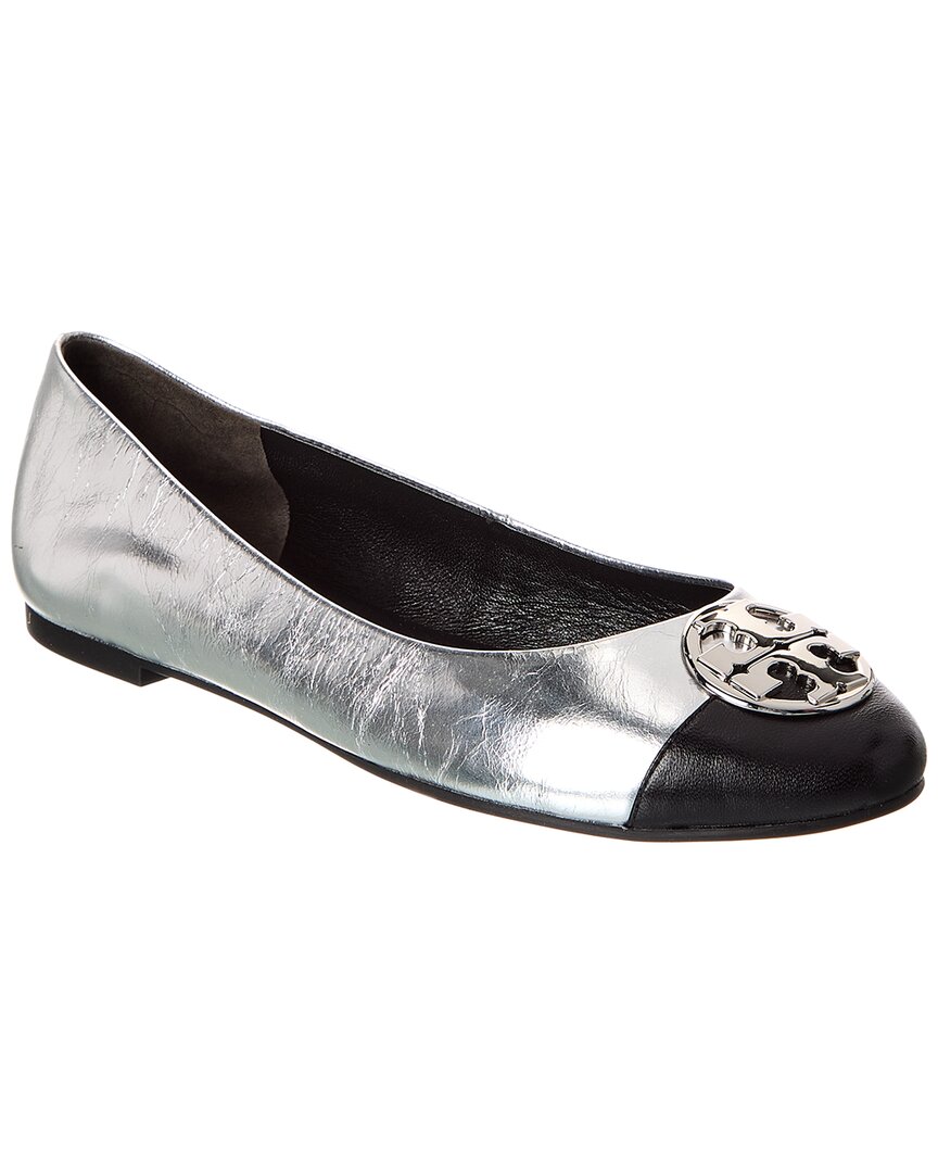 Tory Burch Chelsea Leather Ballet Flat In Silver