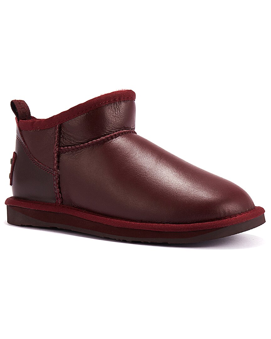 Australia Luxe Collective Cosy Ultra Short Leather Boot In Burgundy