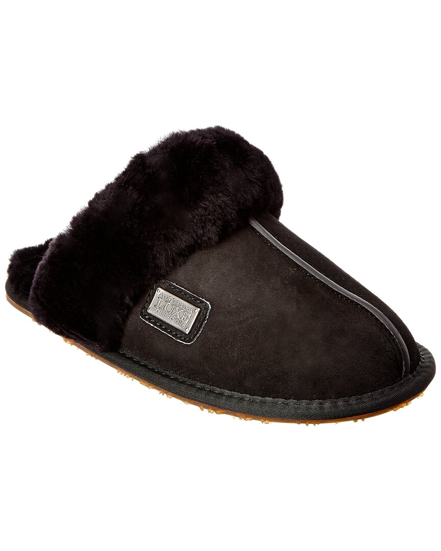 Australia Luxe Collective Closed Mule Suede Slipper In Black
