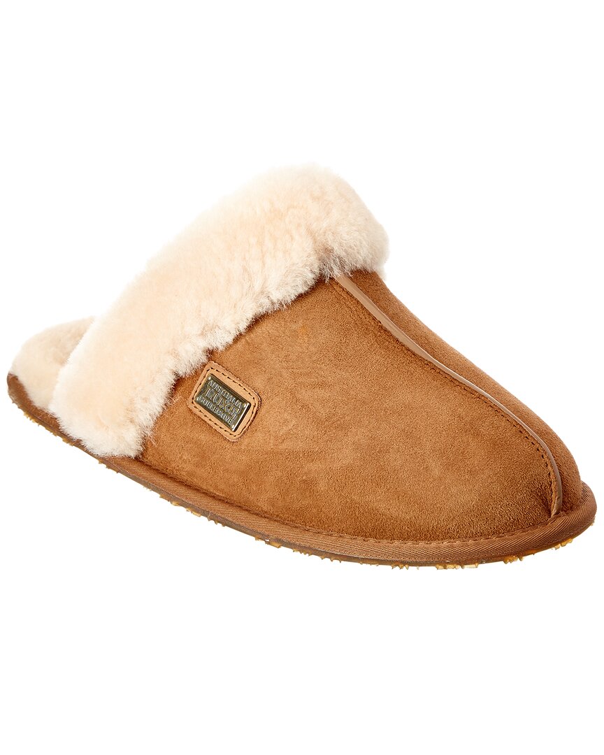 Australia Luxe Collective Closed Mule Suede Slipper In Brown