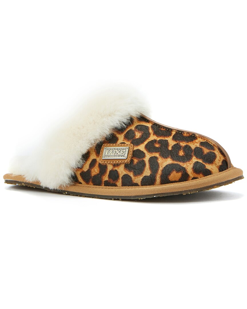 Australia Luxe Collective Closed Mule Leather Slipper In Animal Print